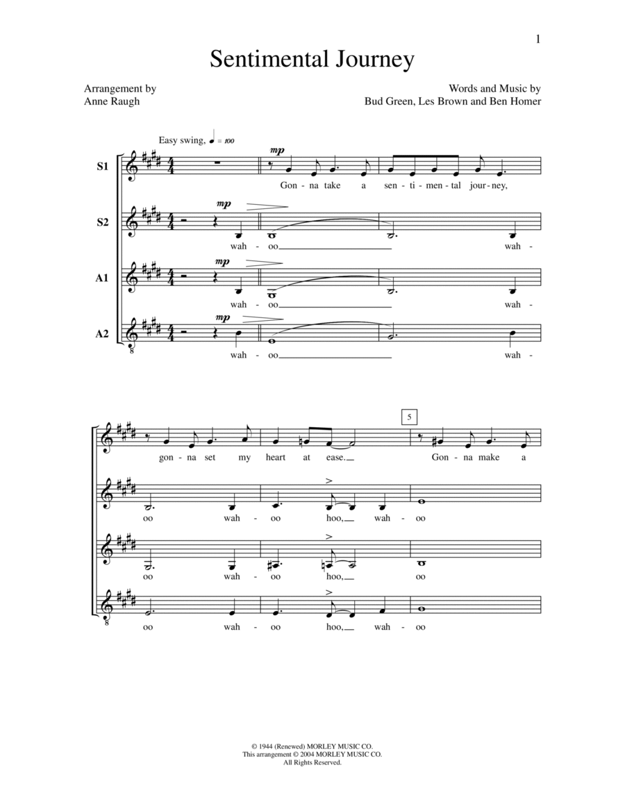 Sentimental Journey SSAA scores gallery preview page 1