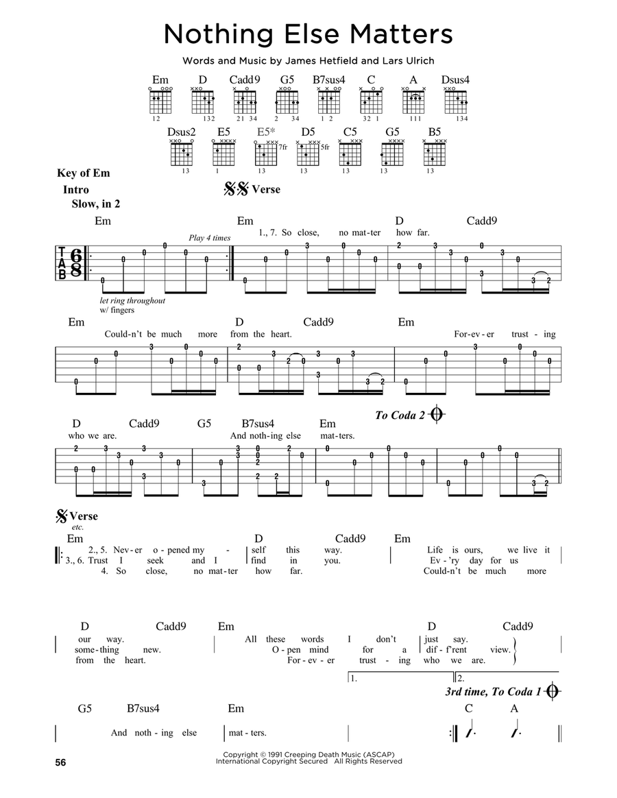 Nothing Else Matters Acoustic Guitar scores gallery preview page 1