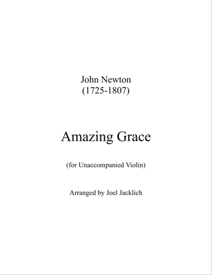 Amazing Grace for Unaccompanied Violin Violin Solo scores gallery preview page 1