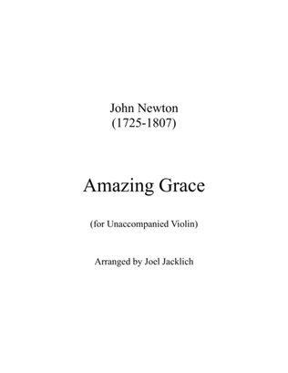 Amazing Grace for Unaccompanied Violin