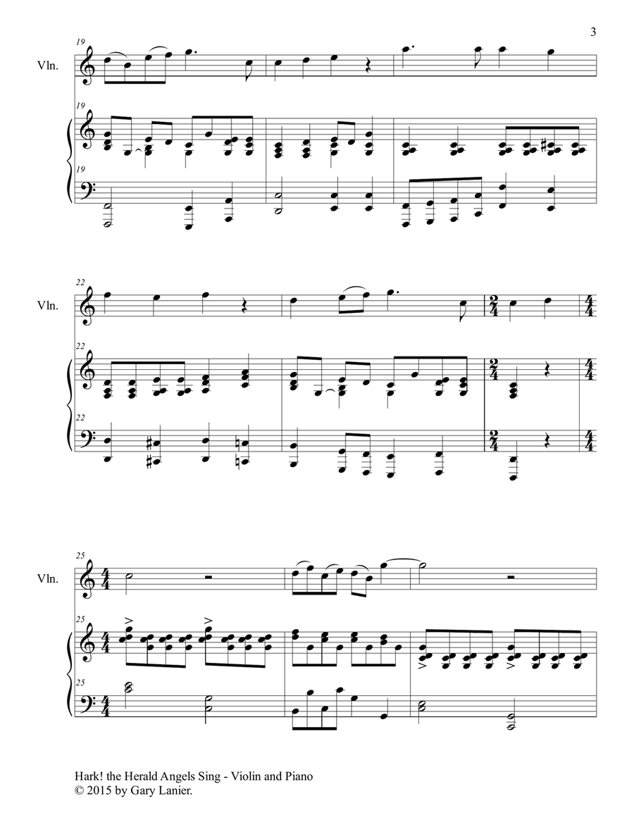THREE CHRISTMAS HYMNS (Duets for Violin & Piano) Violin scores gallery preview page 5