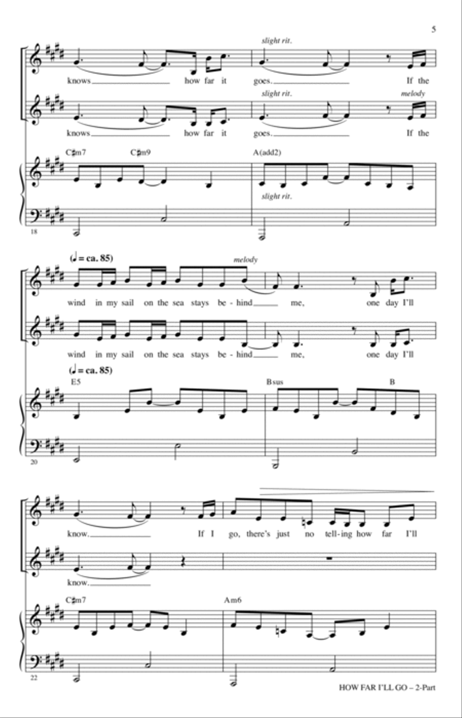 How Far I'll Go (from Moana) (arr. Ed Lojeski) 2-Part scores gallery preview page 4