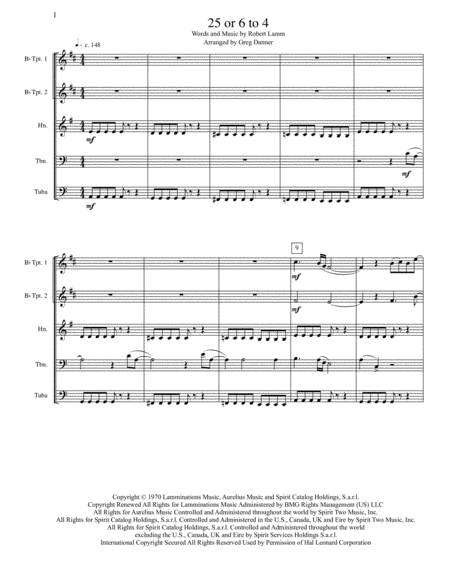 25 Or 6 To 4 by Chicago Brass Ensemble - Digital Sheet Music