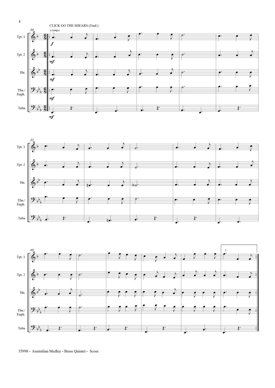 AN AUSTRALIAN MEDLEY - BRASS QUINTET Brass Quintet scores gallery preview page 4