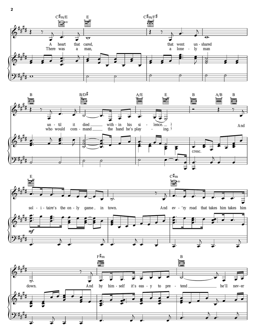 Solitaire Solitaire Piano, Vocal, Guitar scores gallery preview page 2