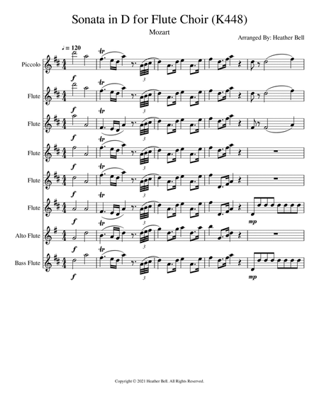 Sonata in D Major for Flute Choir (K448)