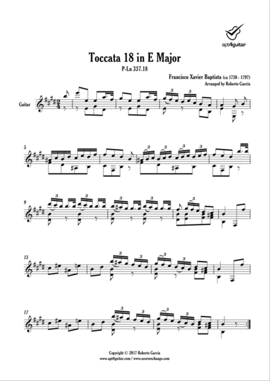 Toccata 18 in E Major Acoustic Guitar scores gallery preview page 2