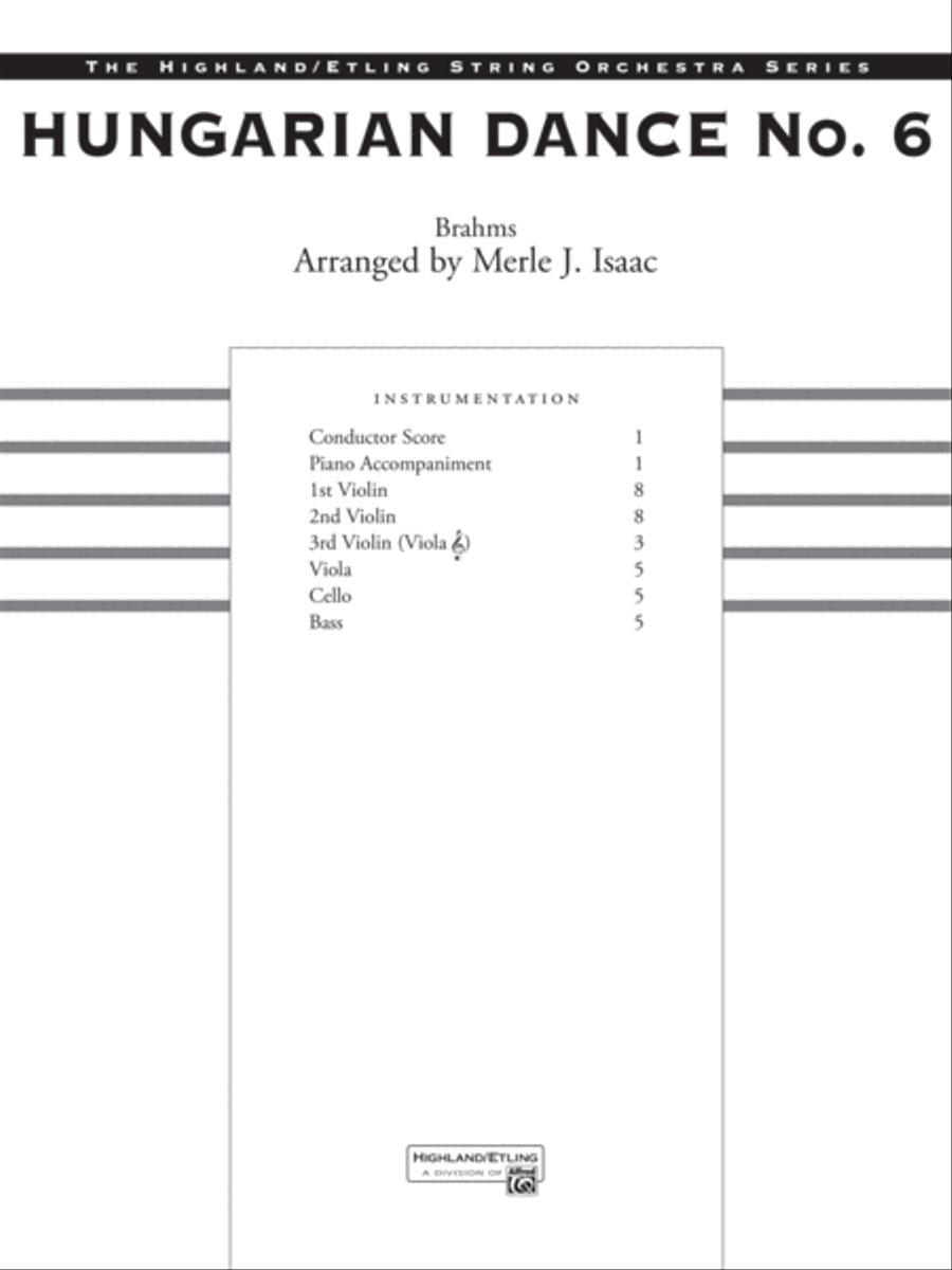 Hungarian Dance No. 6: Score String Orchestra scores gallery preview page 1