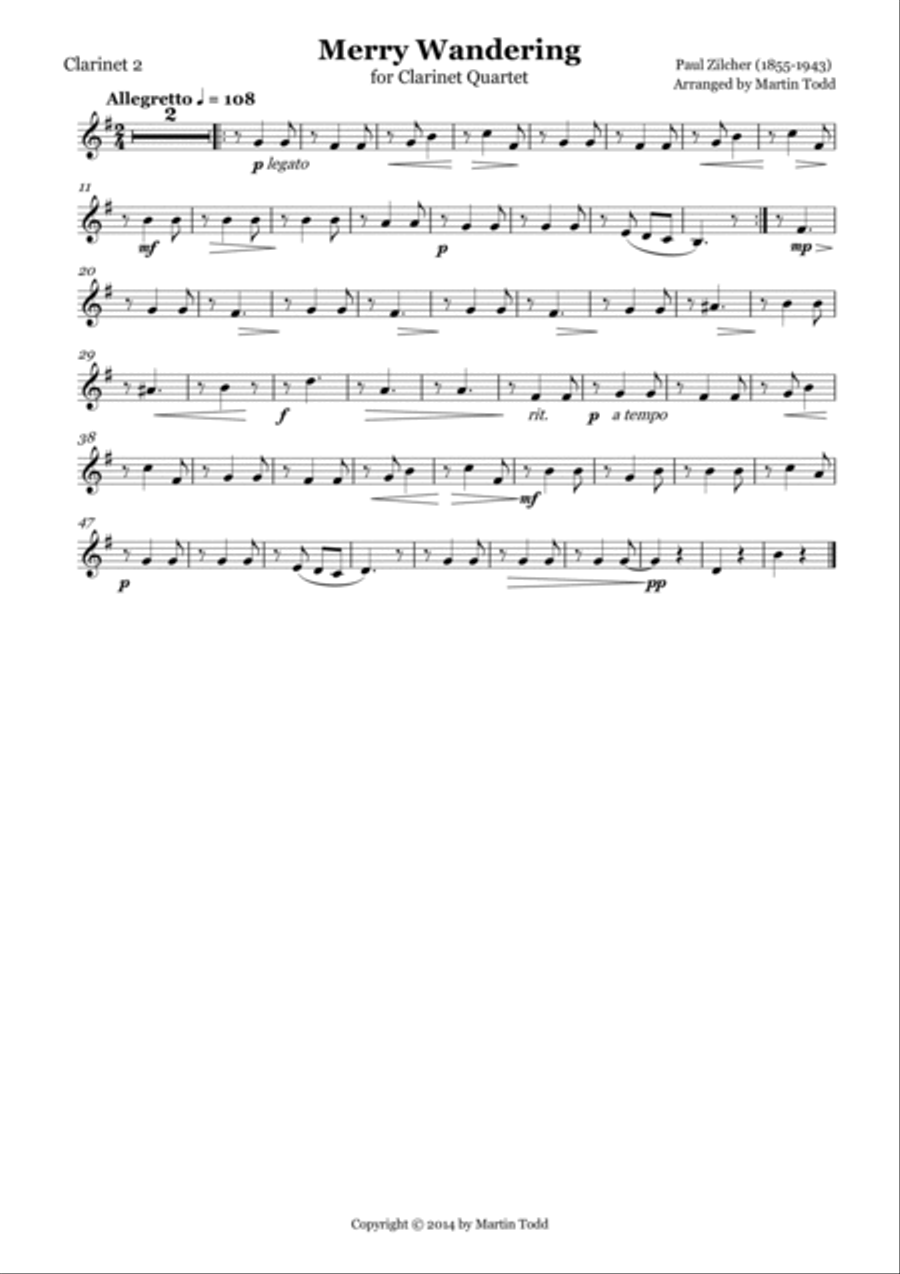 Merry Wandering for Clarinet Quartet Clarinet Quartet scores gallery preview page 3