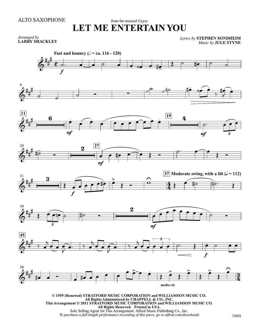 Let Me Entertain You (from Gypsy): E-flat Alto Saxophone