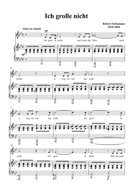 Schumann-Ich grolle nicht in B♭ Major