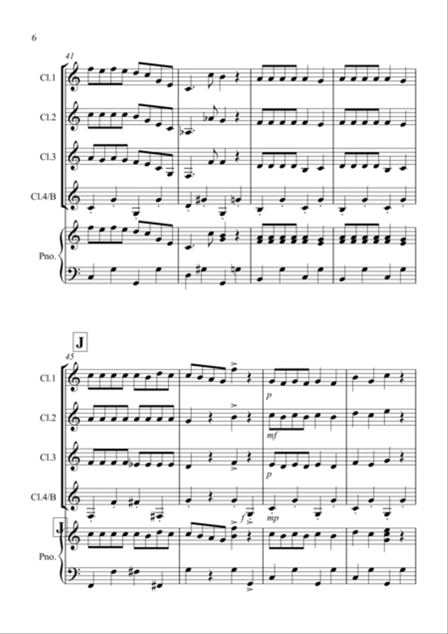 Dance of the Reed Pipes (Fantasia from Nutcracker) for Clarinet Quartet Clarinet Quartet scores gallery preview page 6