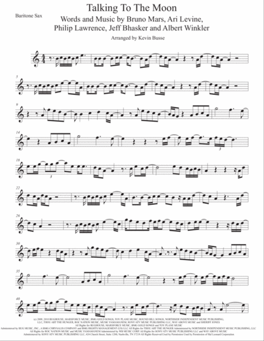 Talking To The Moon Talking To The Moon Baritone Saxophone scores gallery preview page 1