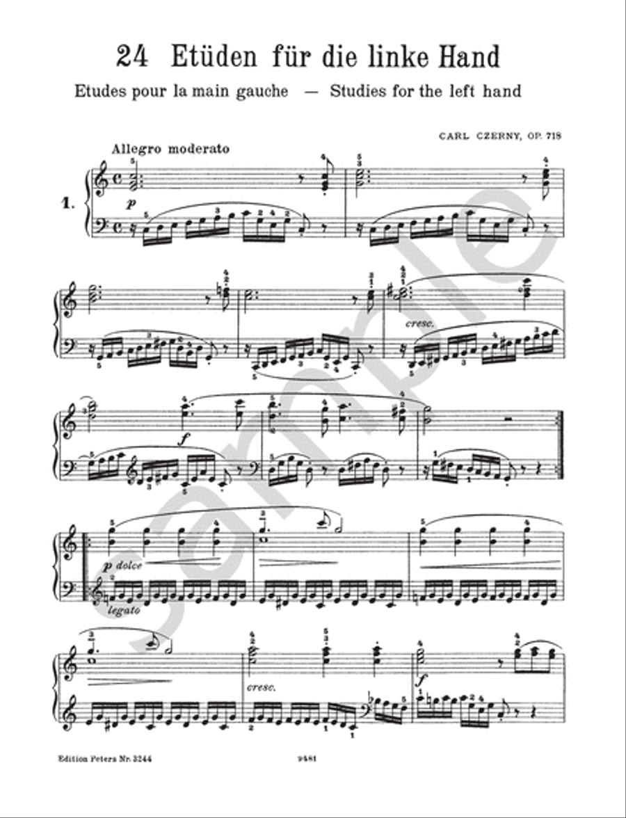 24 Studies for the Left Hand Op. 718 Piano Method scores gallery preview page 2