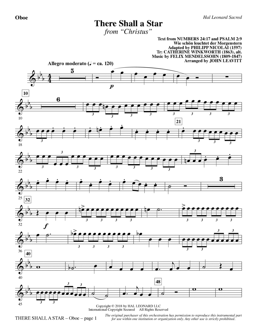 There Shall a Star (arr. John Leavitt) - Oboe