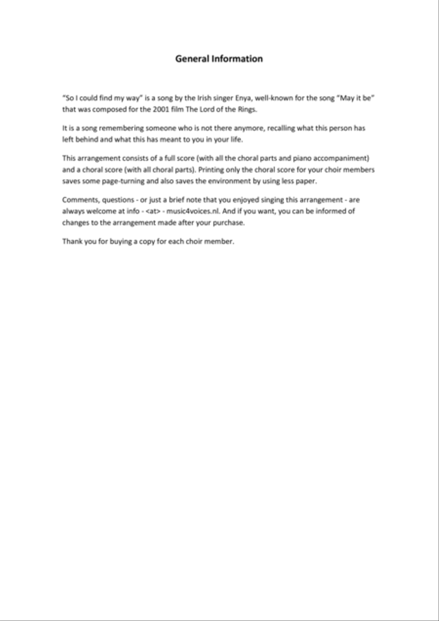 So I Could Find My Way SSAA scores gallery preview page 2