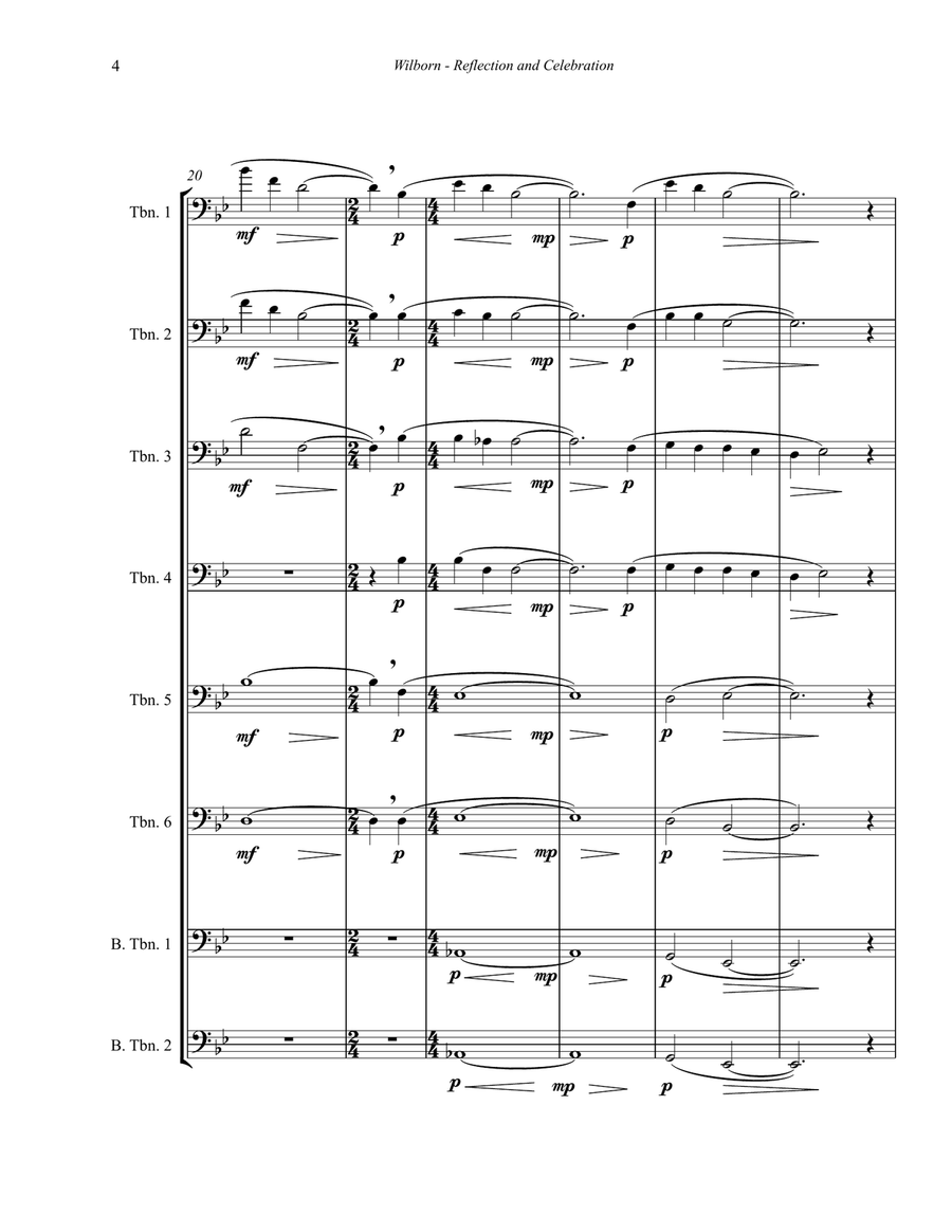 Wilborn - Reflection and Celebration for 8-part Trombone Ensemble Large Ensemble scores gallery preview page 6