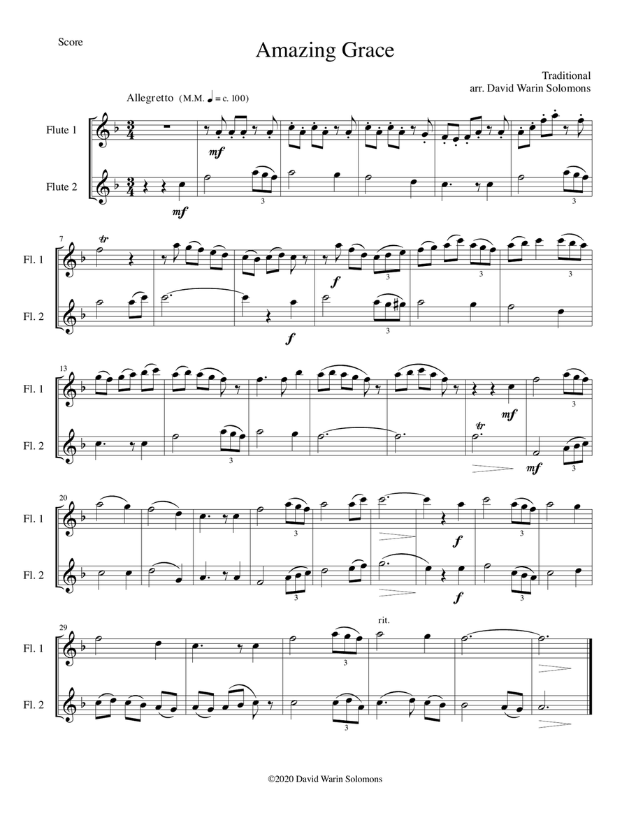 6 Hymns arranged for 2 flutes Flute Duet scores gallery preview page 4