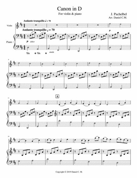 Canon in D for violin and piano image number null