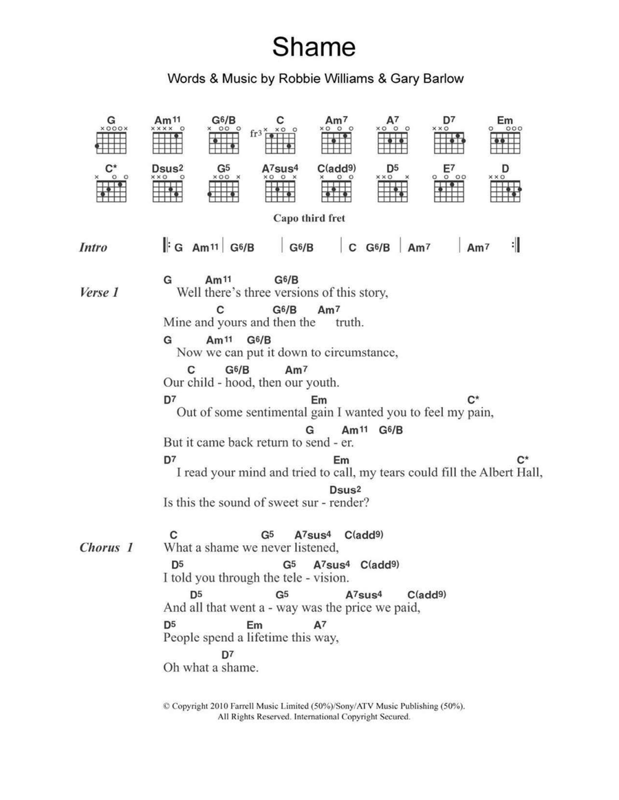 Shame Shame Acoustic Guitar scores gallery preview page 1
