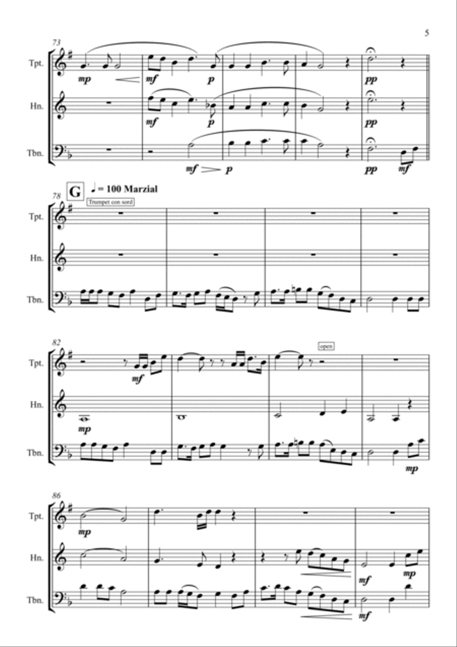 Spiritual, A Medley of Traditional Afro-American Melodies - for Brass Trio Brass Trio scores gallery preview page 5