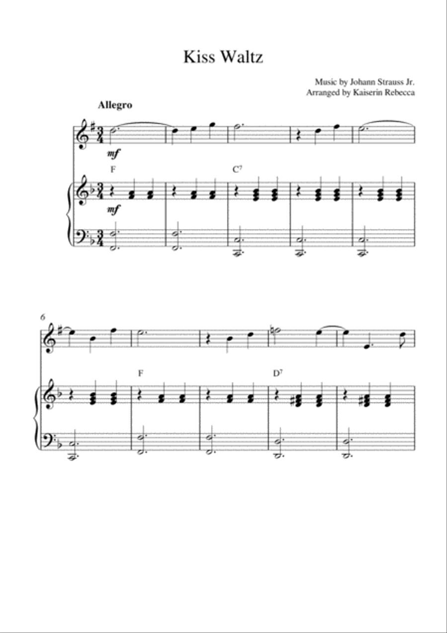 Kiss Waltz Clarinet Solo scores gallery preview page 1