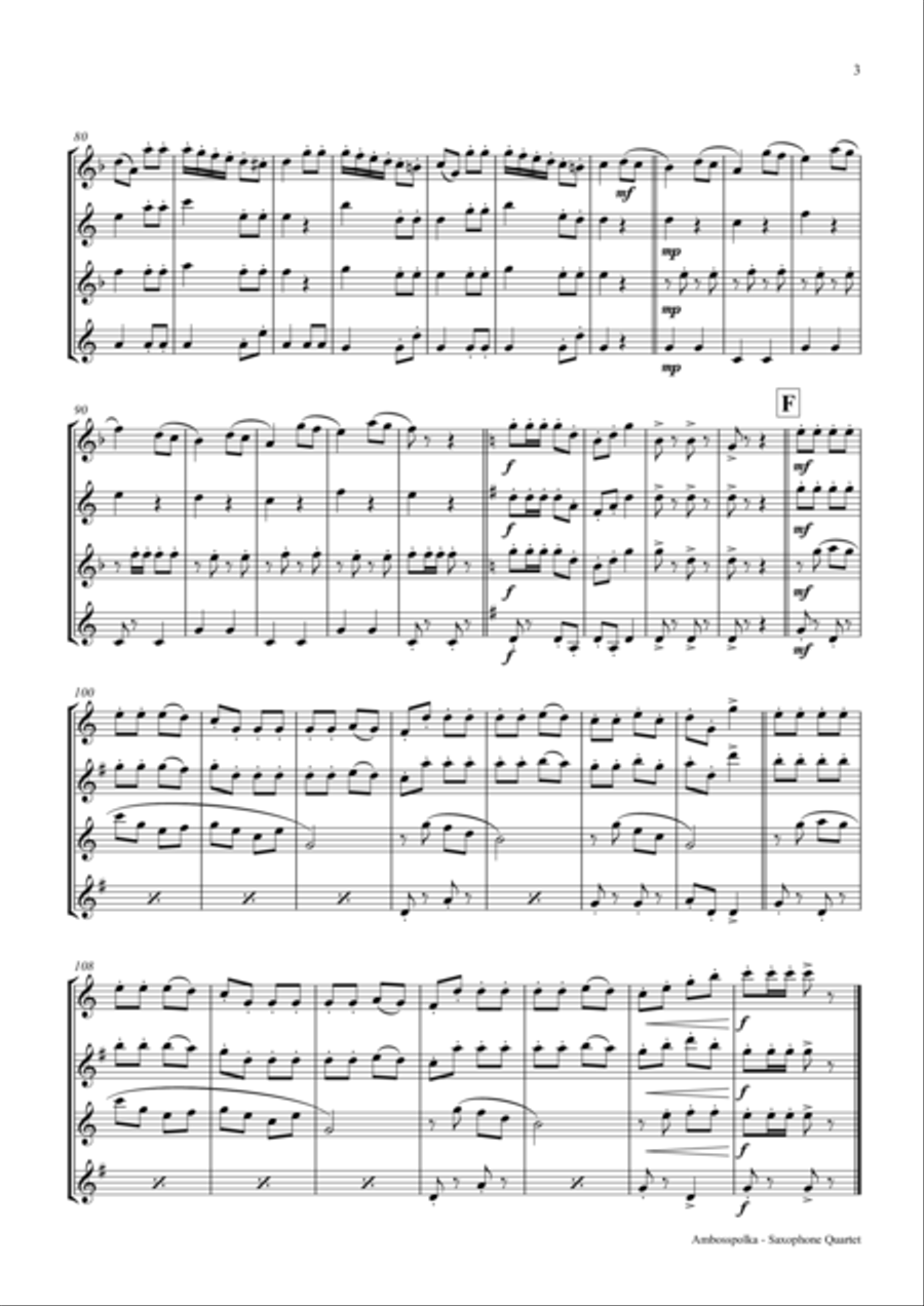 Amboss-Polka - German Polka - Oktoberfest - Saxophone Quartet Saxophone Quartet scores gallery preview page 3