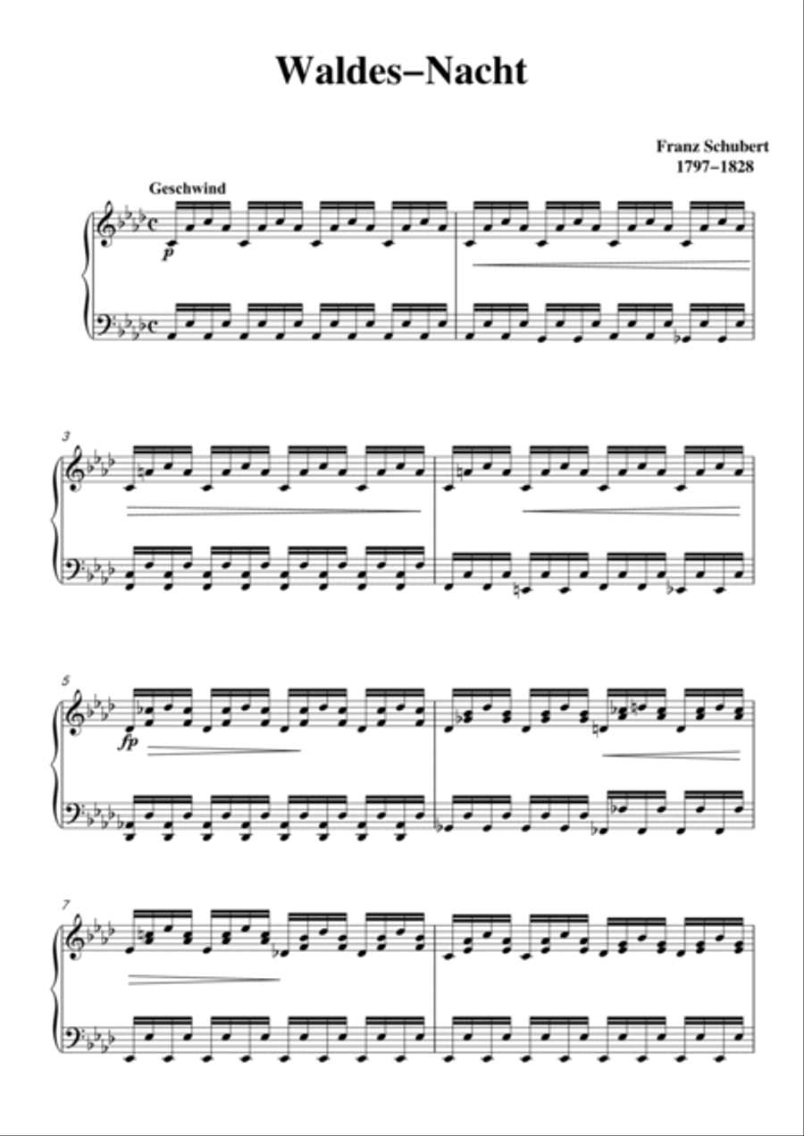 Schubert-Waldes-Nacht in bA for Vocal and Piano Voice scores gallery preview page 2
