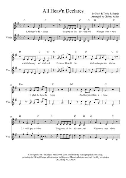 All Heaven Declares - violin part image number null