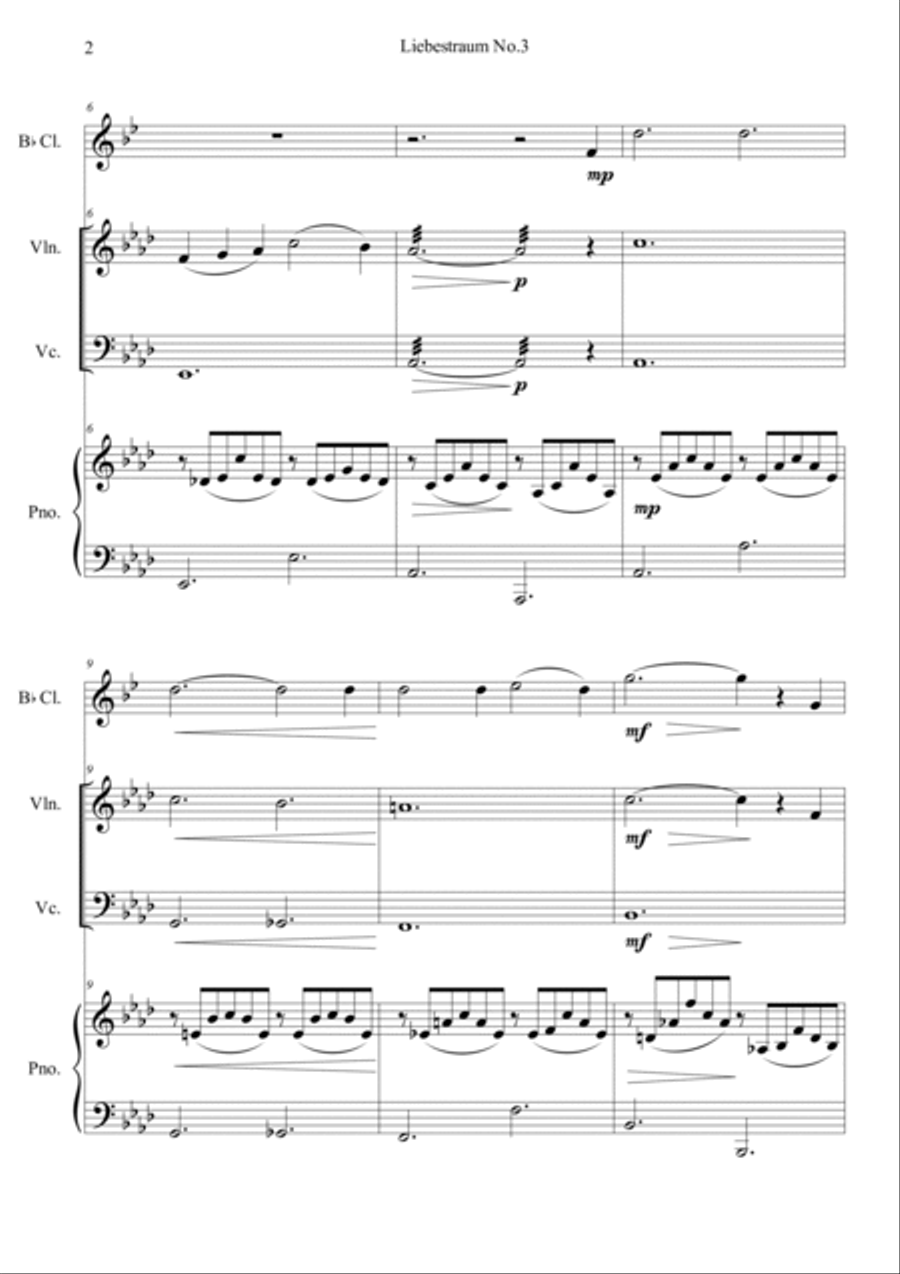Liebestraum, S.541 No.3 Clarinet scores gallery preview page 2