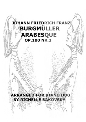 Book cover for Friedrich Burgmüller: Arabesque, Op. 100 Nr. 2, for piano duo