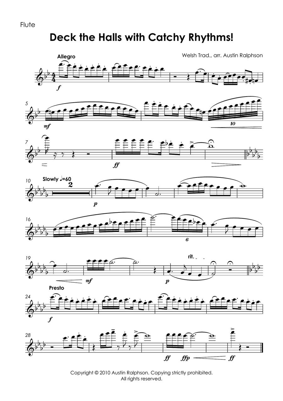 Deck The Halls With Catchy Rhythms! - wind quintet Woodwind Quintet scores gallery preview page 3