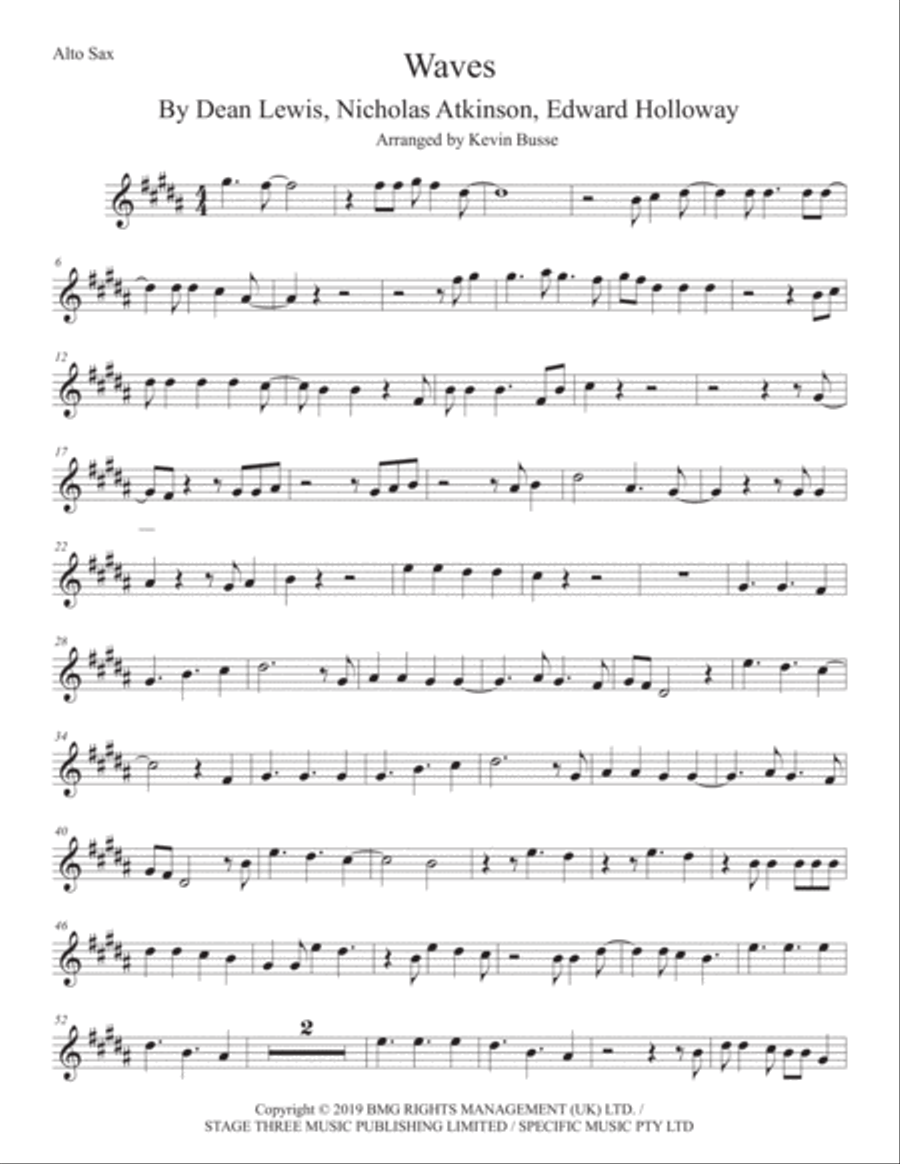 Waves Alto Saxophone scores gallery preview page 1