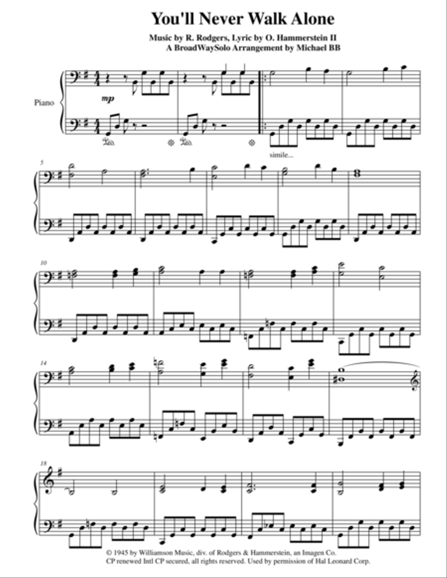 You'll Never Walk Alone Harpsichord scores gallery preview page 1