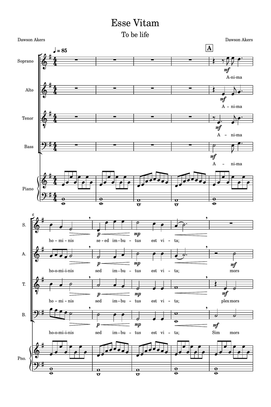 Esse Vitam, Op. 1 4-Part scores gallery preview page 1