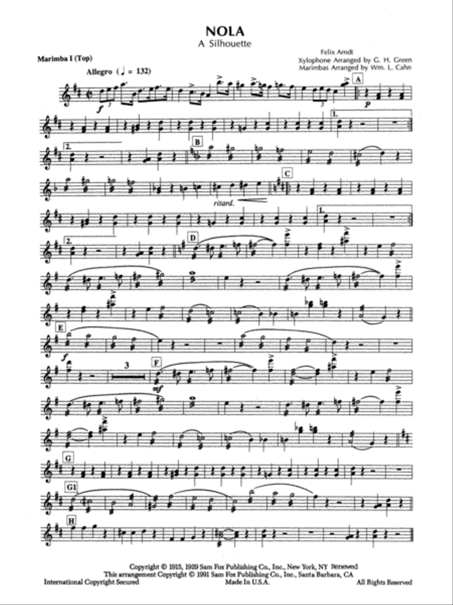 Nola: M1T Nola: M1T Percussion Ensemble scores gallery preview page 1