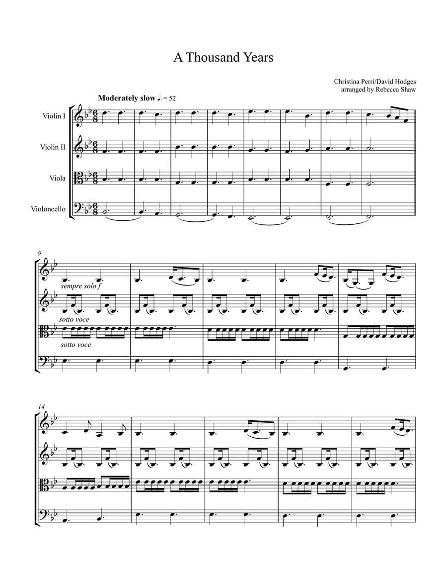 A Thousand Years String Quartet scores gallery preview page 1
