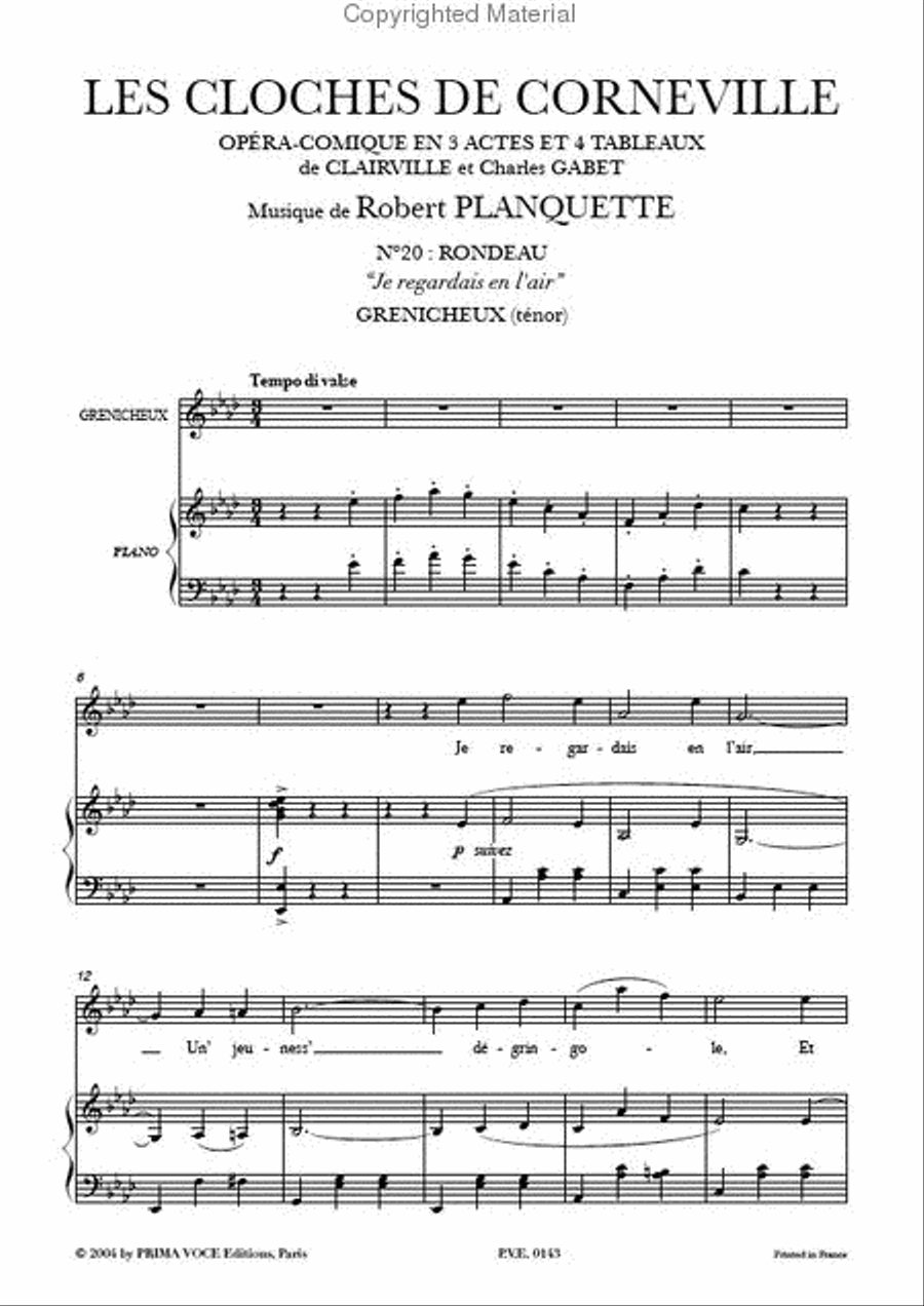 Je regardais en l'air from Les Cloches de Corneville Tenor Voice scores gallery preview page 2
