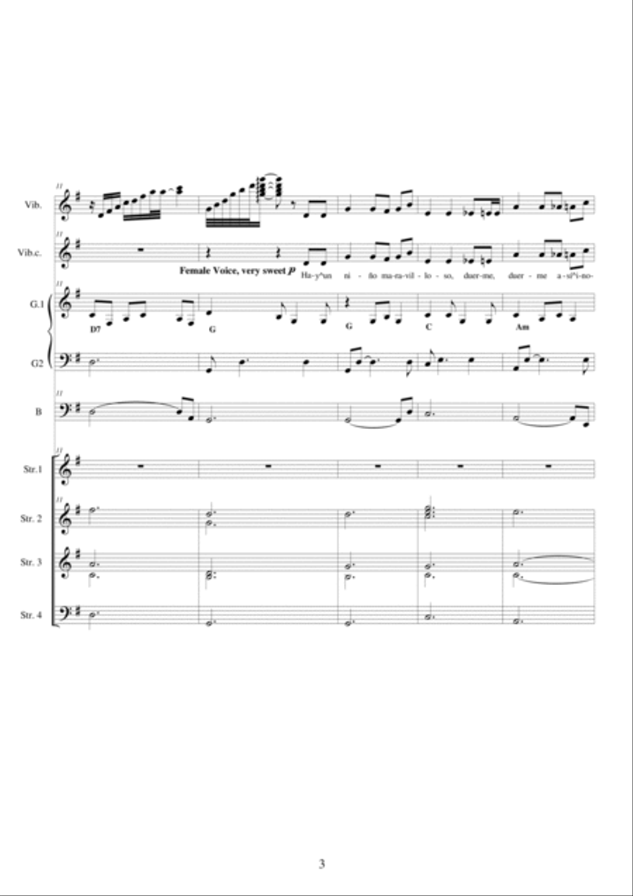 Duerme, duerme - Canción de cuna (Balada vals) Full Orchestra scores gallery preview page 3