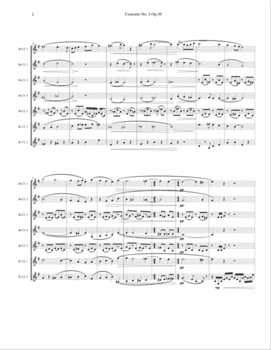 Rachmaninoff - Piano Concerto No. 3 - Clarinet Choir Clarinet Choir scores gallery preview page 2