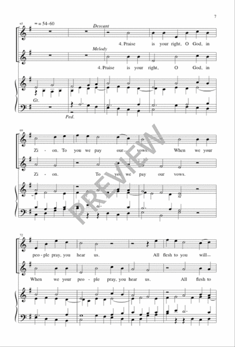 Psalm 65: Praise Is Your Right, O God Unison Choir scores gallery preview page 7