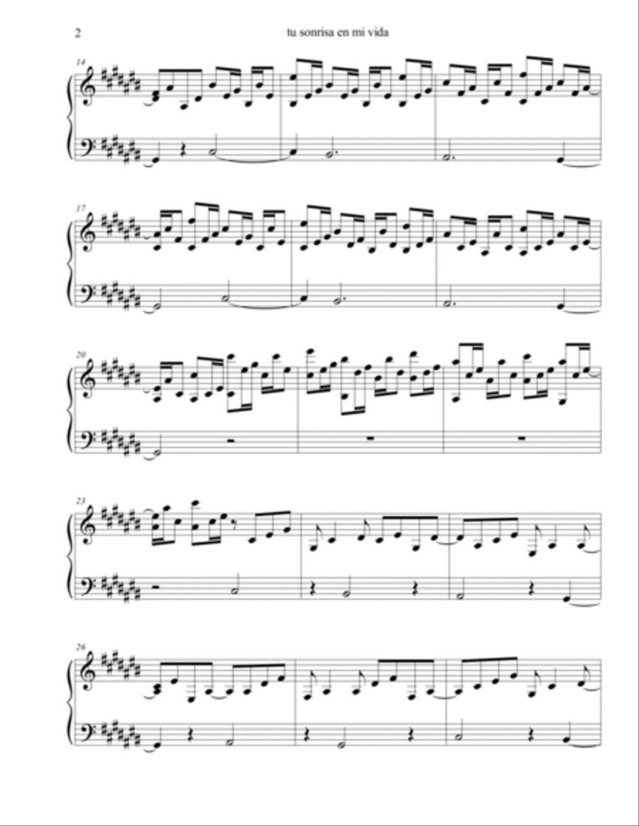 TU SONRISA EN MI VIDA TU SONRISA EN MI VIDA Piano Solo scores gallery preview page 2