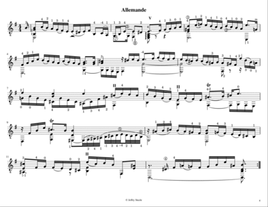 Cello Suite No. 2, BWV 1008, arranged for 8-string guitar Classical Guitar scores gallery preview page 4