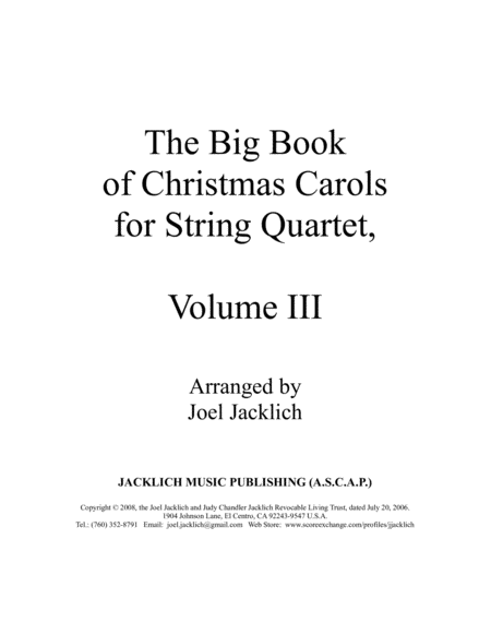 The Big Book of Christmas Carols for String Quartet, Vol. III image number null