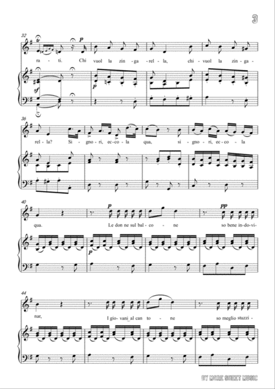 Paisiello-Chi Vuol la zingarella in G Major,for Voice and Piano Voice Solo scores gallery preview page 5