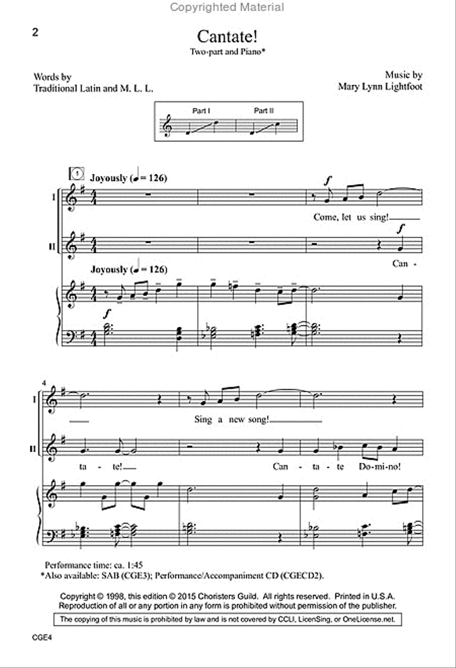 Cantate! (Two-part) SSA scores gallery preview page 2