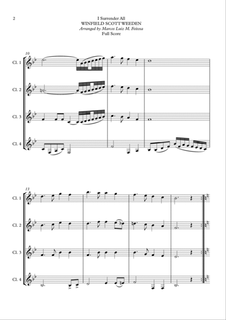 I Surrender All (Tudo Entregarei) - Clarinet Quartet Clarinet Quartet scores gallery preview page 4