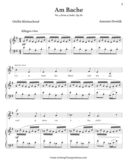 DVORÁK: Am Bache, Op. 82 no. 4 (transposed to E minor)