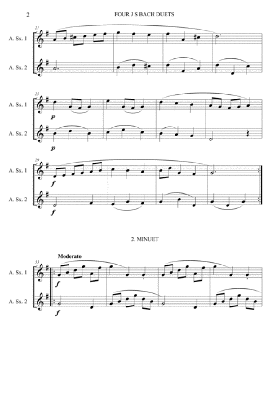 Alto Saxophone duets - 4 duets from Bach's 'Little notebook'. Woodwind Duet scores gallery preview page 3