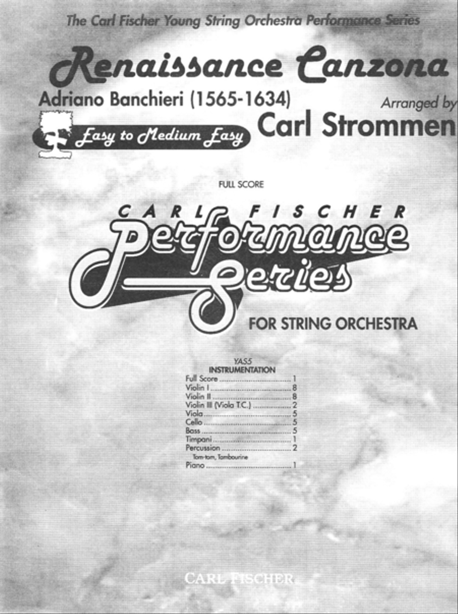 Renaissance Canzona String Orchestra scores gallery preview page 1